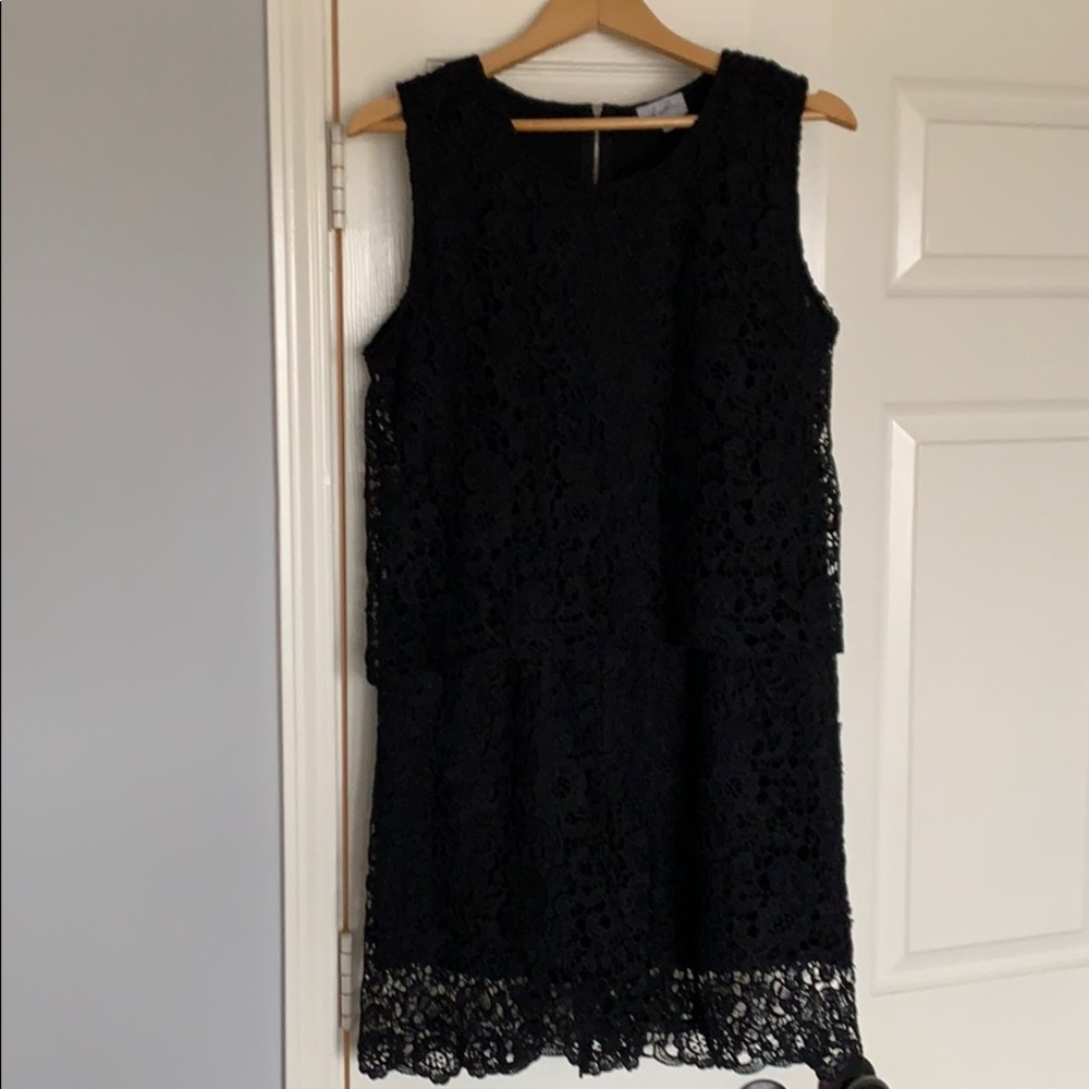 J Gee Black Lace sleeveless romper with shorts.